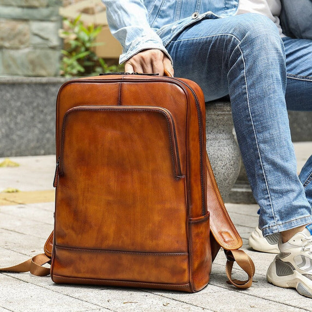 Dazzlo Slim Cowhide Leather Backpack