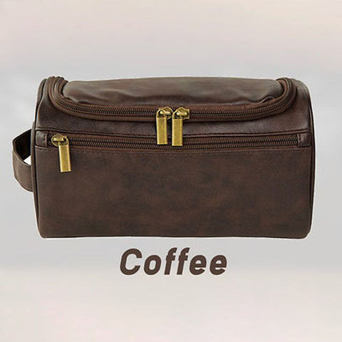 Dazzlo Men's Leather Toiletry Bag - Light Brown/Dark Brown/Coffee/Black - 10"