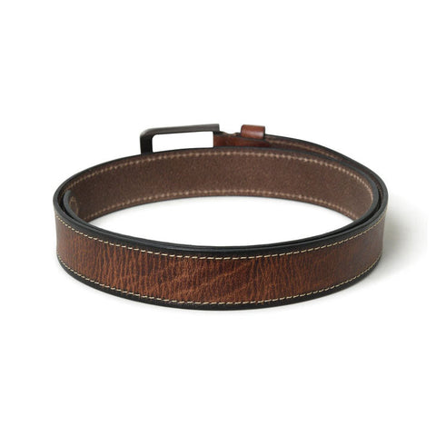 Dazzlo Cowhide Leather Belt - Brown - Textured Pattern with Adjustable Buckle - 30" / 32" / 34" / 36" / 38" / 40" / 42"