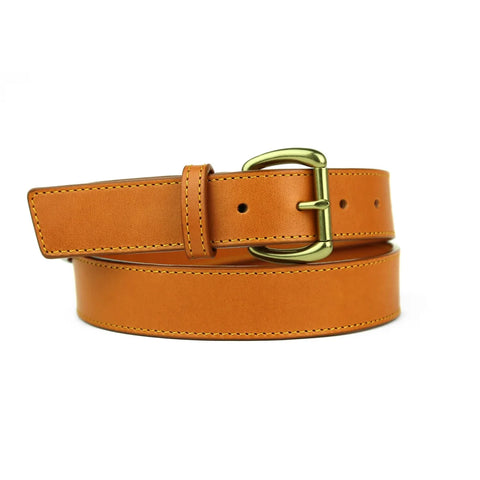 Dazzlo Casual Leather Belt - Cognac / Chestnut / Chocolate / Black / Green / Red / Navy / Olive - 1.25" Wide with Solid Brass Buckle - 30" / 32" / 34" / 36" / 38" / 40" / 42"