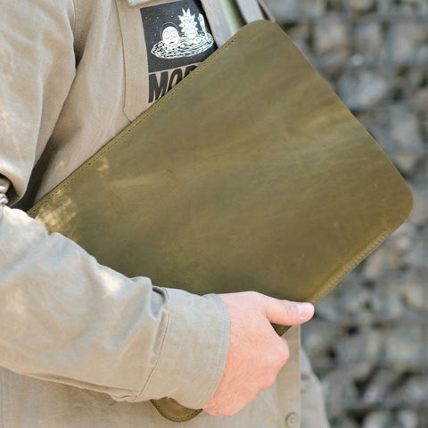 Dazzlo Leather Sleeve for MacBook - Green/Black/Olive/Brown - 13"/14"/15"