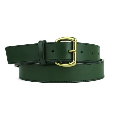 Dazzlo Casual Leather Belt - Cognac / Chestnut / Chocolate / Black / Green / Red / Navy / Olive - 1.25" Wide with Solid Brass Buckle - 30" / 32" / 34" / 36" / 38" / 40" / 42"