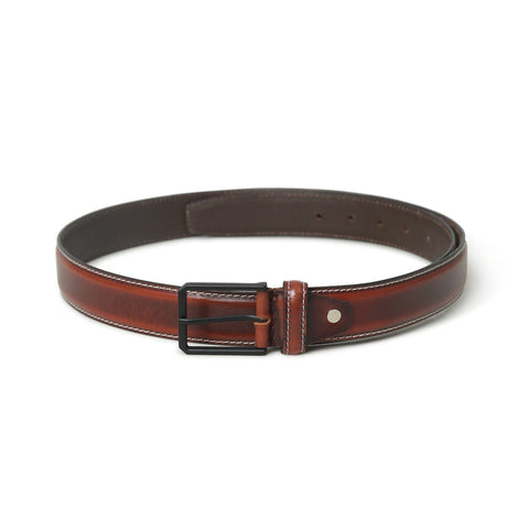 Dazzlo Leather Belt - Walnut Brown - Adjustable Fit with Black Buckle - 30" / 32" / 34" / 36" / 38" / 40" / 42"