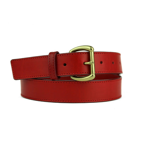 Dazzlo Casual Leather Belt - Cognac / Chestnut / Chocolate / Black / Green / Red / Navy / Olive - 1.25" Wide with Solid Brass Buckle - 30" / 32" / 34" / 36" / 38" / 40" / 42"