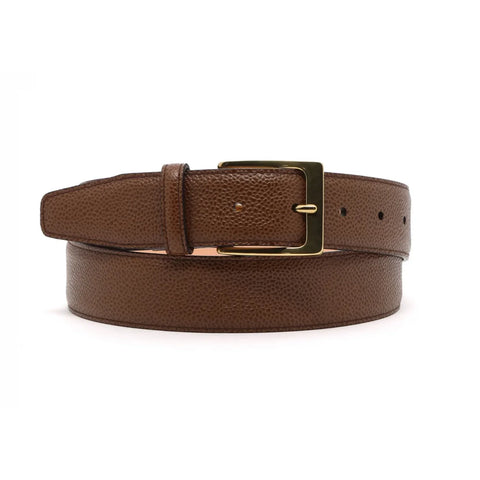 Dazzlo Scotch Grain Cowhide Leather Belt - Black/Brown - 1-3/8" Wide with Solid Brass Buckle - 30" / 32" / 34" / 36" / 38" / 40" / 42"