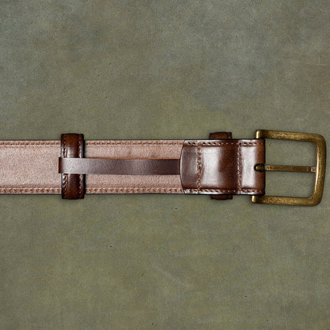 Dazzlo 1.25" Brown Cowhide Leather Belt - Military Grade Brass Buckle - 30" / 32" / 34" / 36" / 38" / 40" / 42"