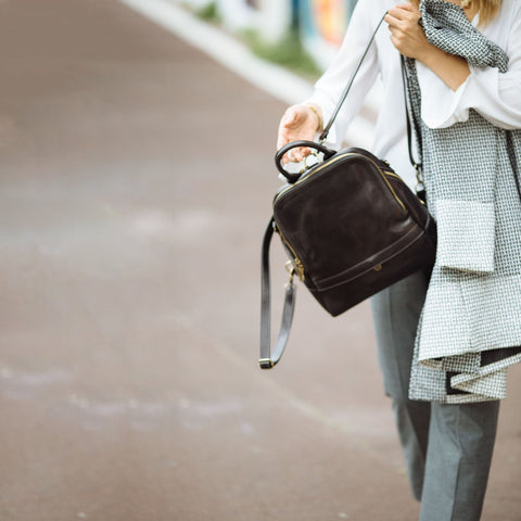 Dazzlo Handmade Leather Backpack - Brown/Dark Brown - 13"