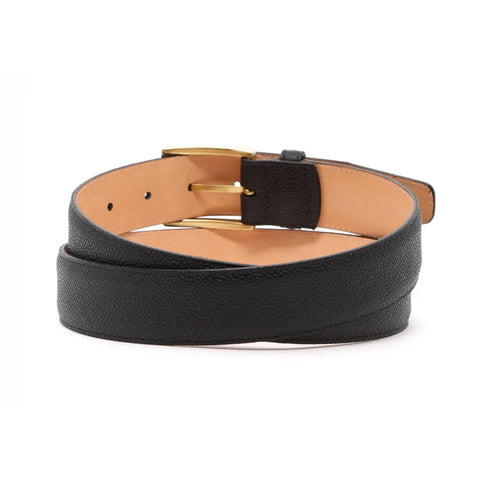 Dazzlo Scotch Grain Cowhide Leather Belt - Black/Brown - 1-3/8" Wide with Solid Brass Buckle - 30" / 32" / 34" / 36" / 38" / 40" / 42"