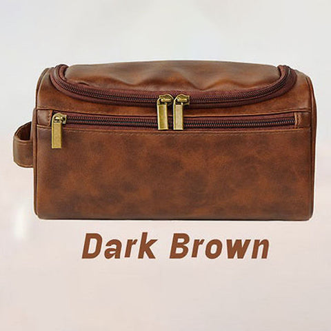 Dazzlo Men's Leather Toiletry Bag - Light Brown/Dark Brown/Coffee/Black - 10"