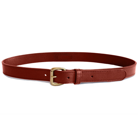 Dazzlo Leather Belt with Brass Buckle - Black, Chocolate, Chestnut, Tan, Olive, Maroon, Clay, Camel, Blue, Red - 30" / 32" / 34" / 36" / 38" / 40" / 42"