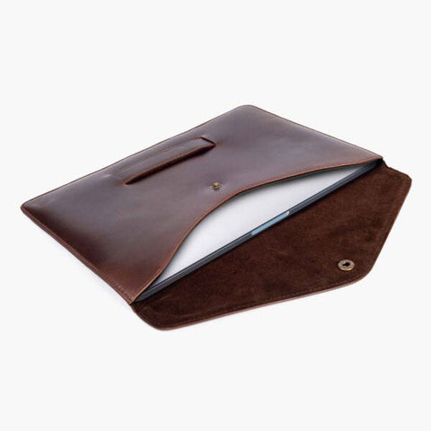 Dazzlo Leather Laptop Sleeve - Dark Brown/Brown/Black