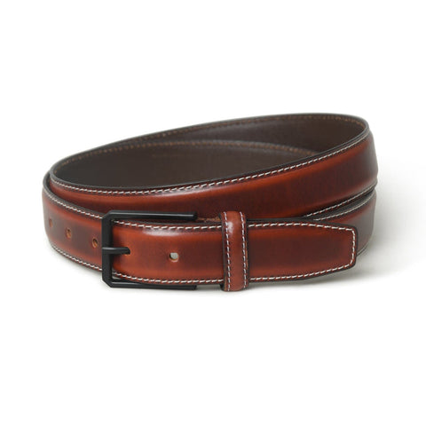 Dazzlo Leather Belt - Walnut Brown - Adjustable Fit with Black Buckle - 30" / 32" / 34" / 36" / 38" / 40" / 42"