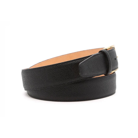 Dazzlo Scotch Grain Cowhide Leather Belt - Black/Brown - 1-3/8" Wide with Solid Brass Buckle - 30" / 32" / 34" / 36" / 38" / 40" / 42"