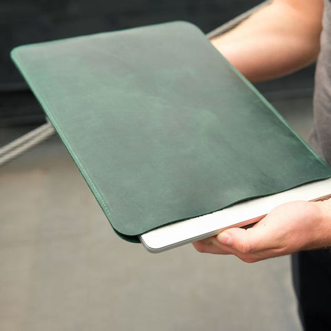 Dazzlo Leather Sleeve for MacBook - Green/Black/Olive/Brown - 13"/14"/15"