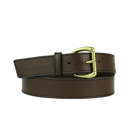 Dazzlo Casual Leather Belt - Cognac / Chestnut / Chocolate / Black / Green / Red / Navy / Olive - 1.25" Wide with Solid Brass Buckle - 30" / 32" / 34" / 36" / 38" / 40" / 42"