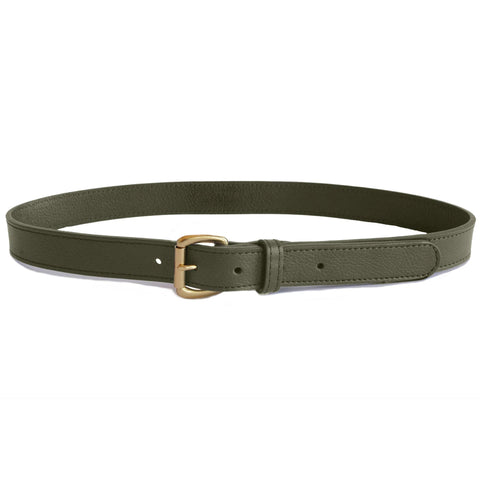 Dazzlo Leather Belt with Brass Buckle - Black, Chocolate, Chestnut, Tan, Olive, Maroon, Clay, Camel, Blue, Red - 30" / 32" / 34" / 36" / 38" / 40" / 42"