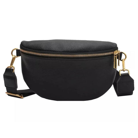 Dazzlo Leather Crossbody Bag for Women - Vacation Essentials - Black