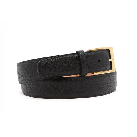 Dazzlo Scotch Grain Cowhide Leather Belt - Black/Brown - 1-3/8" Wide with Solid Brass Buckle - 30" / 32" / 34" / 36" / 38" / 40" / 42"