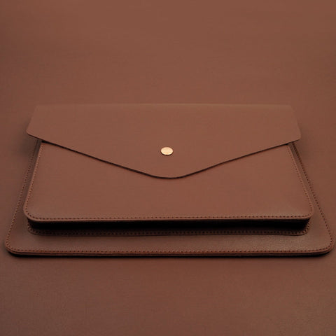 Dazzlo Genuine Leather Laptop Sleeve with Charger Pouch - Dark Brown/Mint Green - 13"/14"/15"