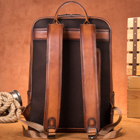 Dazzlo Slim Leather Backpack - Vintage Brown/Black - 15.6"