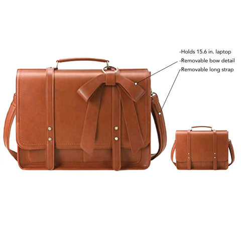 Dazzlo Leather Laptop Bag - Tan / Black+Tan - 16"