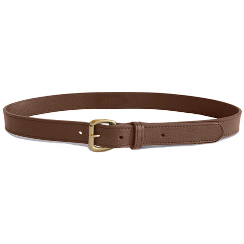 Dazzlo Leather Belt with Brass Buckle - Black, Chocolate, Chestnut, Tan, Olive, Maroon, Clay, Camel, Blue, Red - 30" / 32" / 34" / 36" / 38" / 40" / 42"