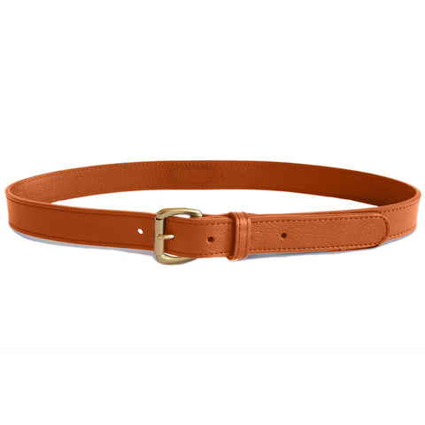 Dazzlo Leather Belt with Brass Buckle - Black, Chocolate, Chestnut, Tan, Olive, Maroon, Clay, Camel, Blue, Red - 30" / 32" / 34" / 36" / 38" / 40" / 42"