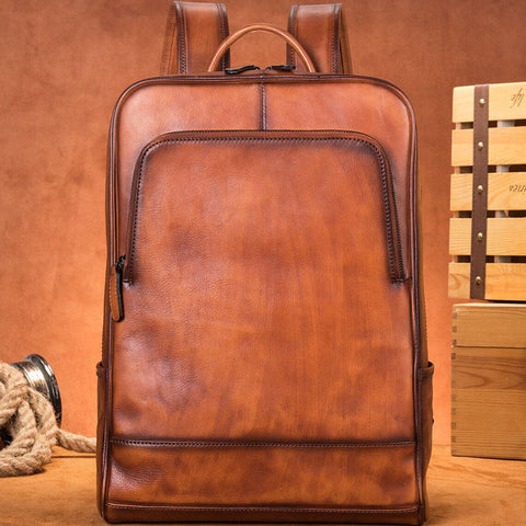 Dazzlo Slim Leather Backpack - Vintage Brown/Black - 15.6"