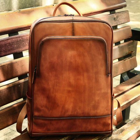 Dazzlo Slim Leather Backpack - Vintage Brown/Black - 15.6"