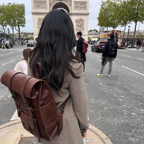 Dazzlo Full Grain Leather Vintage Backpack - Brown - 12"