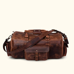 Dazzlo Leather Duffel Bag - Dark Oak - 20