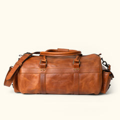 Dazzlo Leather Duffel Bag - Tan - 20