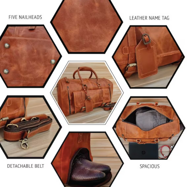 Dazzlo Handmade Leather Duffle Bag