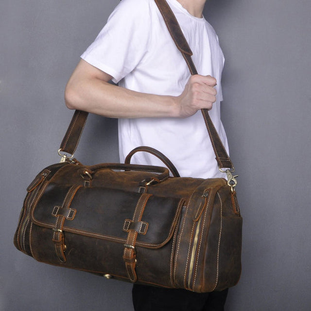 Dazzlo Leather Duffel Bag Weekend Bag