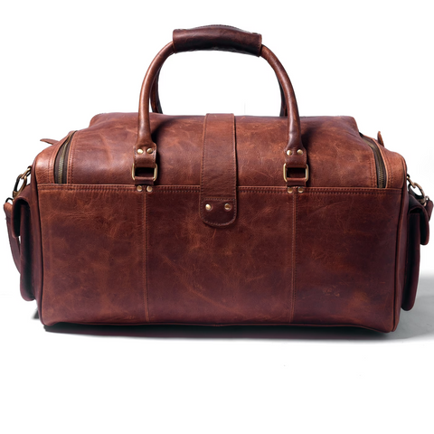 Dazzlo Full Grain Leather Duffle Bag - Brown - 22"