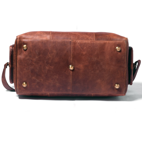 Dazzlo Full Grain Leather Duffle Bag - Brown - 22"