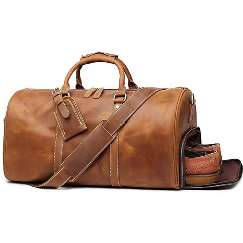 Dazzlo Leather Duffel Bag - Brown/Tan - 18"/20"/22"/24"