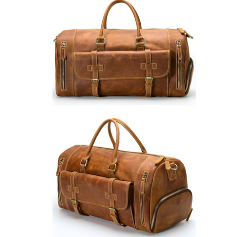 Dazzlo Leather Duffel Bag - Brown/Tan - 18"/20"/22"/24"