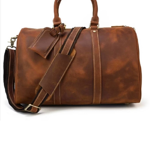 Dazzlo Leather Duffel Bag - Brown/Tan - 18"/20"/22"/24"