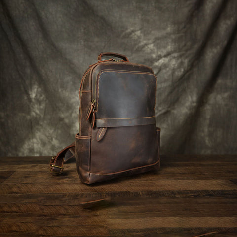 Dazzlo Vintage Leather Backpack - Vintage Brown - Standard/Large - 16.5"/18.9"