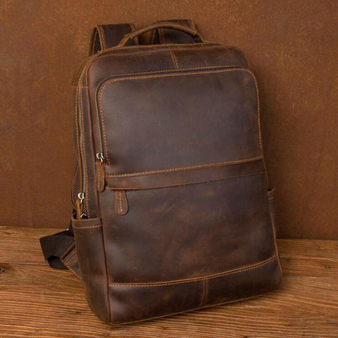 Dazzlo Vintage Leather Backpack - Vintage Brown - Standard/Large - 16.5"/18.9"