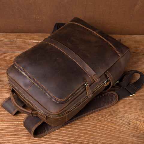 Dazzlo Vintage Leather Backpack - Vintage Brown - Standard/Large - 16.5"/18.9"