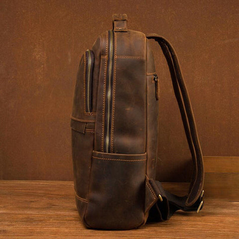 Dazzlo Vintage Leather Backpack - Vintage Brown - Standard/Large - 16.5"/18.9"