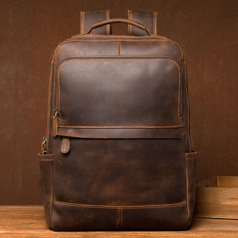 Dazzlo Vintage Leather Backpack - Vintage Brown - Standard/Large - 16.5"/18.9"