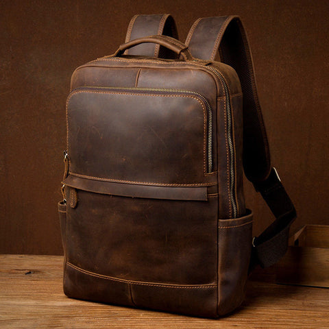 Dazzlo Vintage Leather Backpack - Vintage Brown - Standard/Large - 16.5"/18.9"